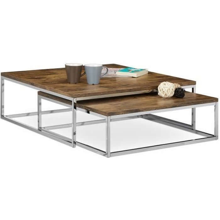 52 x 60 cm blanc Relaxdays Table dappoint blanche angle lot de 2 bois et métal brillant laqué 3 pieds stable bout canapé gigognes HxD 