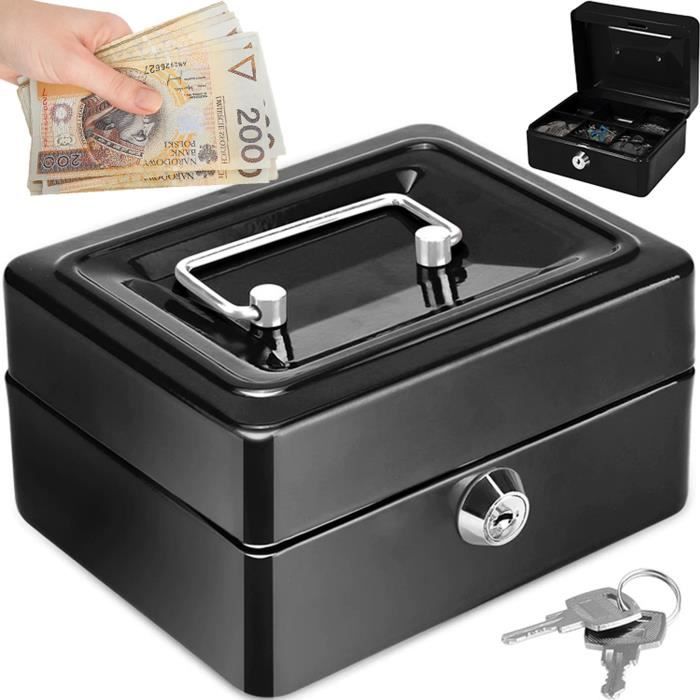 Rapidbok Caisse à Monnaie Métal Verrouillable - Mini Tirelire Portable Avec 2 Clés