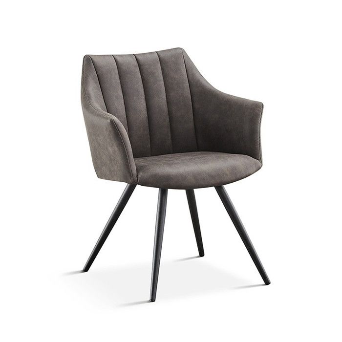 Chaise avec accoudoirs Ramona PU gris foncé