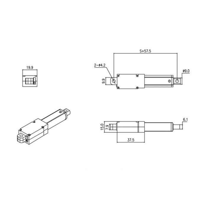 Actionneur Linéaire Électrique 50mm 12V - Course 50mm 4mm/s 150N Pour Armoires Et Ouvre-Fenêtres