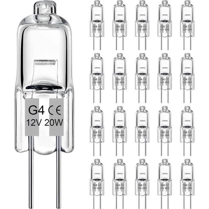 Ampoule G4 12V 20W Halogène,Ampoules Halogènes Hotte Aspirante Blanc Chaud 2700K, Intensité