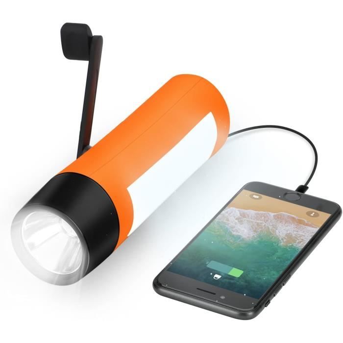 Lampe De Poche Rechargeable À Manivelle Générateur Chargeur Usb