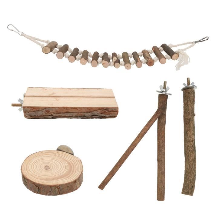 Meilleurs prix pour Ensemble de perchoirs pour oiseaux - Sonew - 5 pièces - Bois naturel - Non toxique - Montage facile