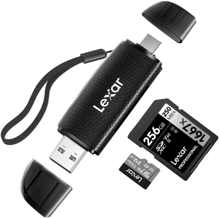 Lexar RW310 Lecteur de Carte, jusqu'à 170 Mo-s Vitesse, 2 en 1 USB C USB  3.2 Gen 1 OTG Lecteur de Carte Mémoire pour Adaptateur 107