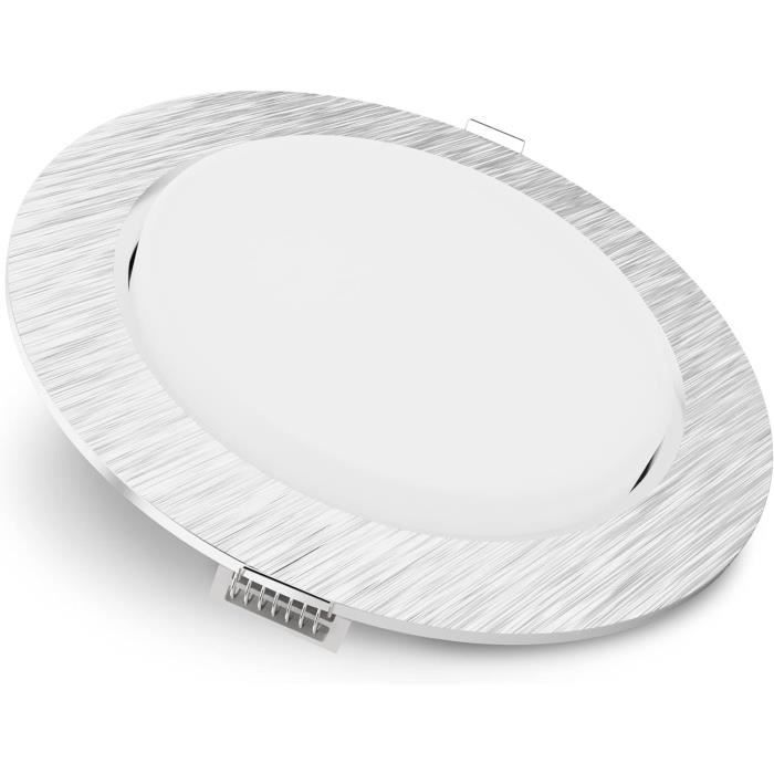 Emos Spot LED Encastrable 230V, 5W / 450lm, 50° Orientable, Plafonnier LED  encastré, blanc froid 6500K, Lot de 12 Spots de plafond pour l'intérieur,  extra plat, ronde, Couleur argent brossé : 
