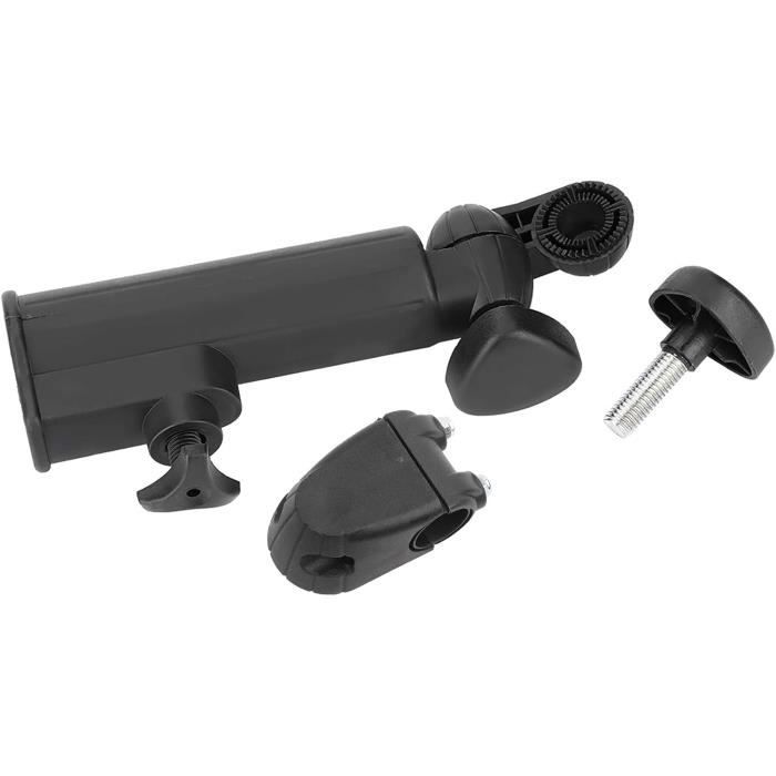 Porte-parapluie Réglable 360 Support Parapluie Réglable 360° Pour Vélo, Poussette, Fauteuil Roulant - Télescopique, Acier Inoxydable Porte Parapluie Noir