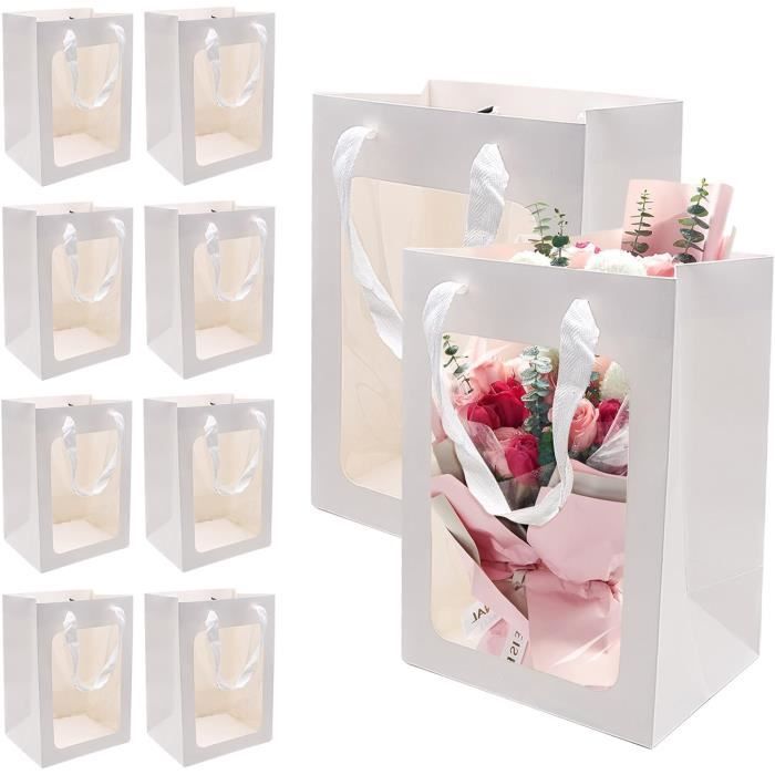 10 Sacs Cadeaux En Papier Kraft Avec Fenêtre, Sacs De Faveur Sacs D