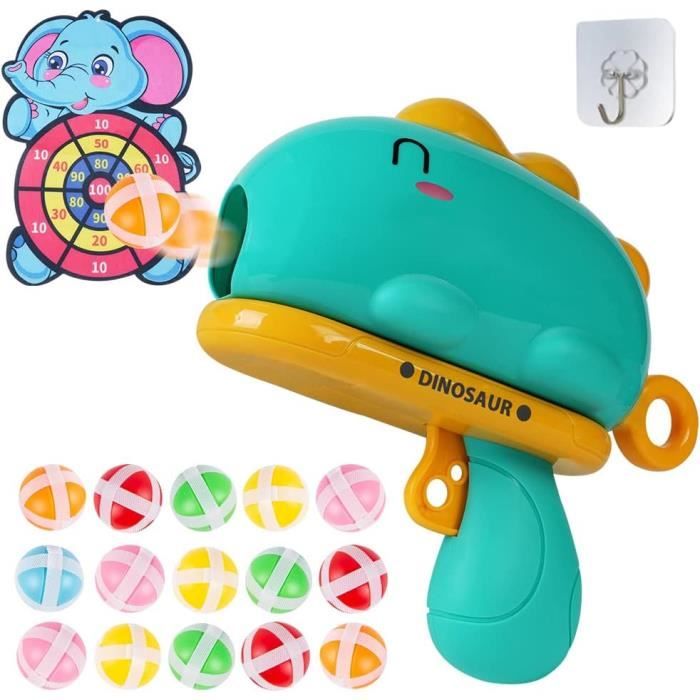 DAOUZL - Jeu De Fléchettes Enfants Double Face - 16 Balles Velcro - Cible Dinosaure/chiffres 66cm
