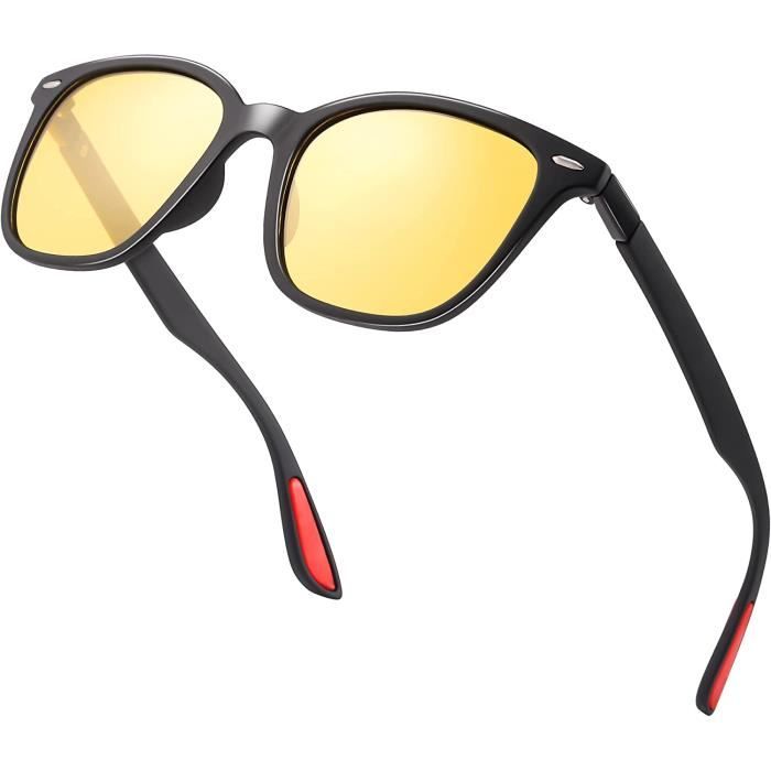 Lunettes vision nocturne conduite de nuit Verres polarisés HD  anti-éblouissement homme femme tinté en jaune Confortables légères