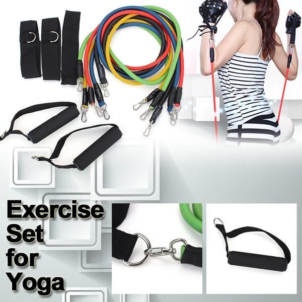 Elastique Fitness+Bande de résistance+Corde a Sauter Kit musculation 4 en 1