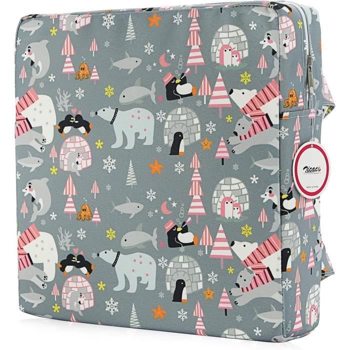 FANSU Réhausseur Siège Enfant Coussin Chaise Haute Avec Boucle Sécurité - Motif Giraffe Confortable