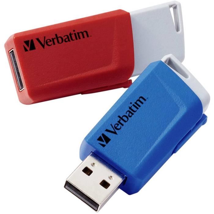 Clé USB 32 Go Verbatim V Store N CLICK 49308 rouge, bleu USB 3.0 2 pc(s)
