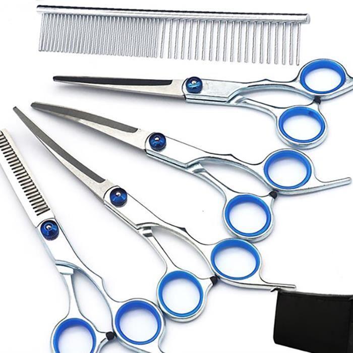 Comparer les prix de VGEBY ciseaux de toilettage professionnels 6 en 1 Kit de Ciseaux de Toilettage pour Chiens 6 en 1, Ciseaux animalerie brossage