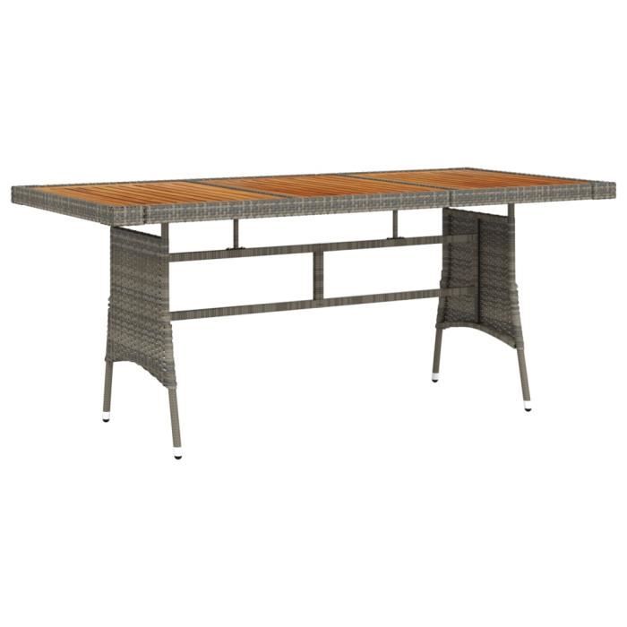 vidaXL Table de jardin 160x70x72 cm Résine tressée et acacia
