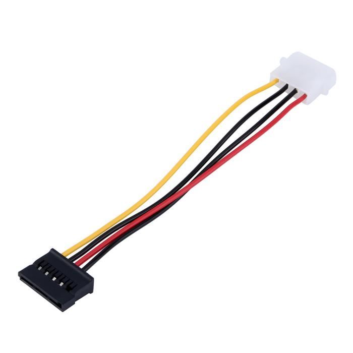 Câble Répartiteur Alimentation IDE 4 Broches Vers 5 Ports SATA | 18 AWG, Longueurs 19+15+15+15+15 Cm | Pour Disques Durs, Lecteurs Optiques