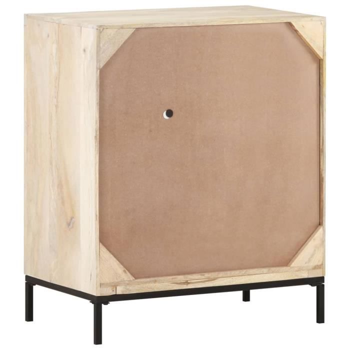 Buffet - VINGVO - Bois de manguier massif et canne naturelle - 2 portes - 1 tiroir - 60x35x70 cm