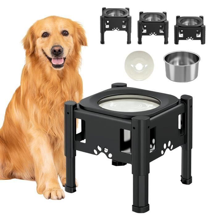 Comparer les prix de Willonin® Bol d'eau Surélevé pour Chien Chat, Gamelle d'alimentation avec hauteur réglable à 3 modes, Distributeur d'eau 24x24x24 cm