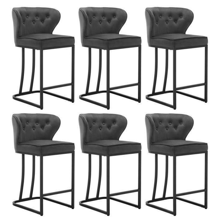 WOLTU Lot de 6 Tabourets de Bar en Velours Chaise
