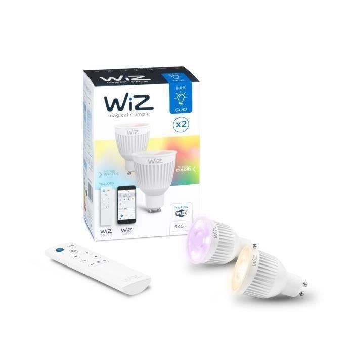 WIZ SMART Lot de 2 Ampoules spot LED RGBW connectée GU10 7 W équivalent