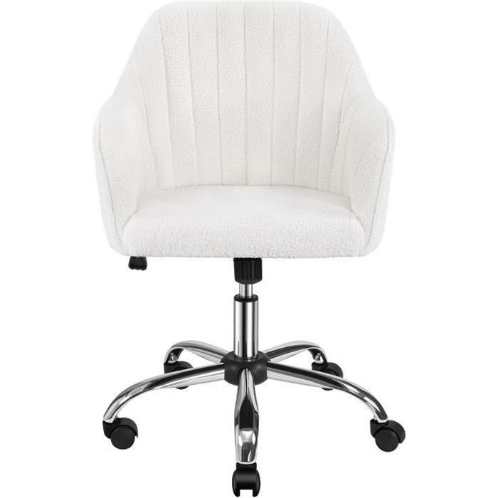Chaise de Bureau Mobile en Velours Fauteuil 5 Roulettes à 360° Hauteur Réglable Cadre en Métal Charge 136kg Ivoire-Yaheetech Chaise de Bureau Mobile en Velours Fauteuil 5 Roulettes à 360° Hauteur Réglable Cadre en Métal Charge 136kg Ivoire-Yaheetech