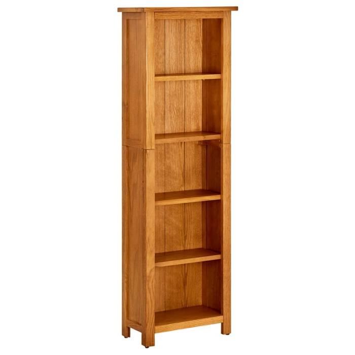 bibliothèque en bois de chêne massif à 5 étagères - zjchao - rin - style campagne - marron - 45x22x140 cm