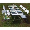 Meubles de jardin - Table de 180 cm 6 Chaises - Sièges pliants blanc imperméable-1