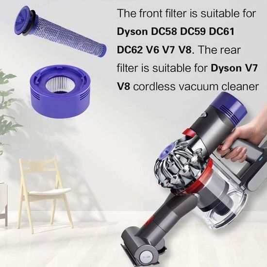 V7 V8 Filtres Pour Aspirateur Dyson V7 V8 Animal Plus Extra Absolute Motorhead Fluffy Filtre,2 Post-filtres HEPA Et 2 Pré-filtres - Auto