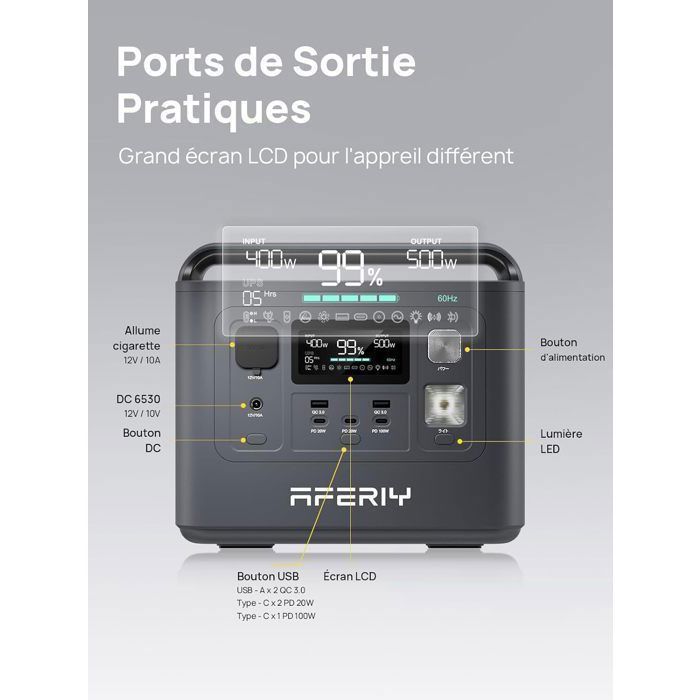 Station d'énergie portable USA Germany Warehouse 600W 512WH 160Ah