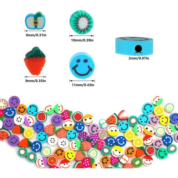 990 Pièces Perles Smiley Perles en Perles de Argile Perles à Enfiler  Colorées