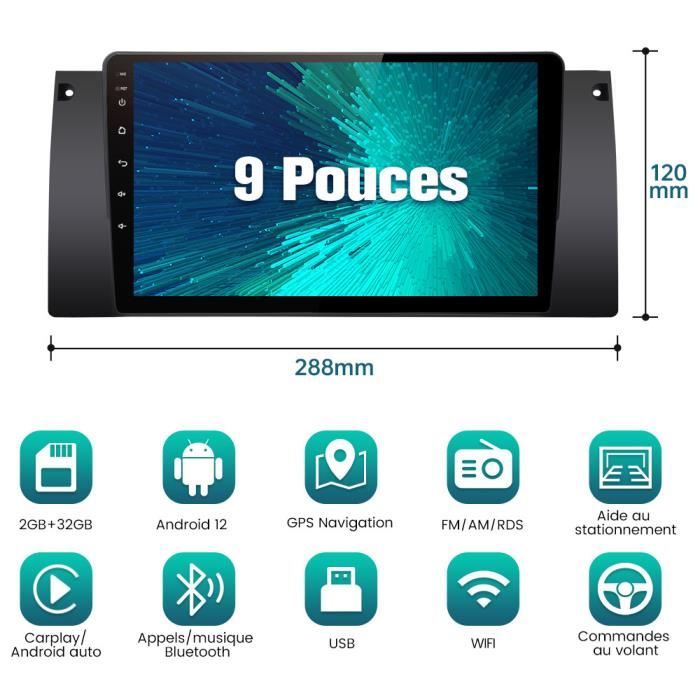 CAMECHO 9 Pouces Android 11 Autoradio Pour BMW Série 3 E46 Support GPS Sat Nav Carplay Android Auto Hifi Bluetooth Wifi Compatible Avec Bmw E46 1998 2006 Fiche Technique Et Prix Au Maroc
