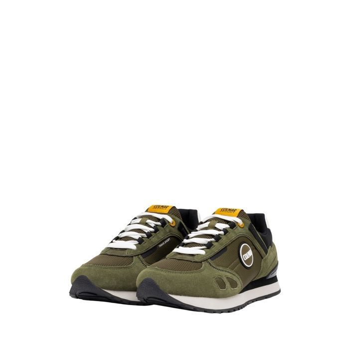 Baskets Travis Homme Colmar - Cuir Et Synthétique - Talon Plat 3 Cm - Lacets - Couleur Vert