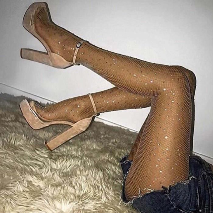 Lac bleu Collant en résille pour filles, bas Sexy et résistant ...