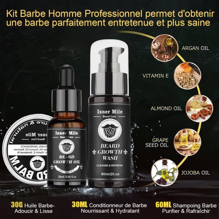 🧔🏾 Kit Barbe Salomo – Huile, Crème, Brosse, Peigne et Accessoires main image 1