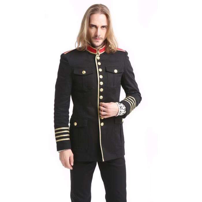 Veste militaire noire discount homme