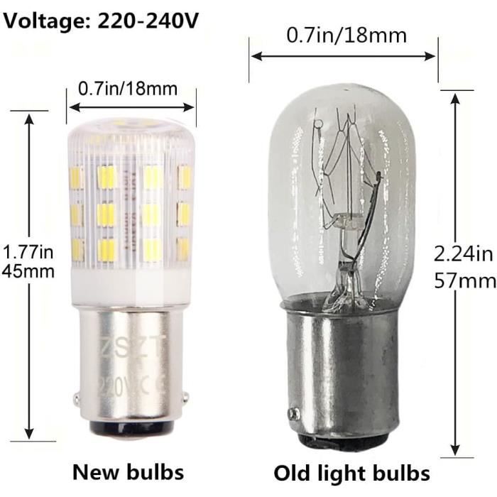 10 Ampoules LED Tube T23 2W Blanc Chaud 3000K - Culot B15D - Pour Machine à Coudre 230V - Neuf