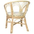 FR•013989 Chaise de salle à manger avec coussin Rotin naturel et lin ,72x68x76 cm-2