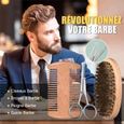 Kit Soins Barbe, kit d'entretien de barbe, Nettoyant à barbe, huile à barbe, baume à barbe avec Sac Voyage Cadeau-2