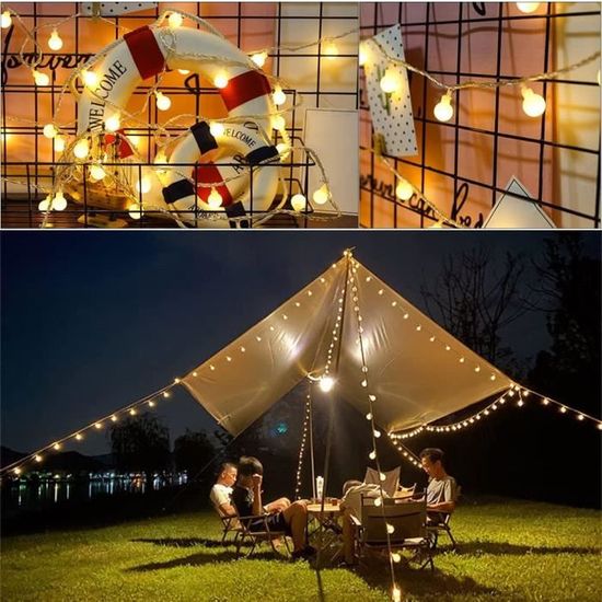 Guirlande lumineuse pour tente de camping, 17 couleurs, 7 modes  clignotants, guirlande lumineuse décorative à LED à piles avec  télécommande, étanche pour camping de nuit, camping-car (tente non :  : Bricolage