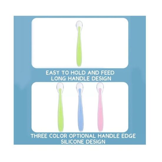 Lot De 4 Cuillères En Silicone Extra Doux Pour Bébé - Sans BPA, Lavables Au Lave-Vaisselle - Couleurs Vives - 8