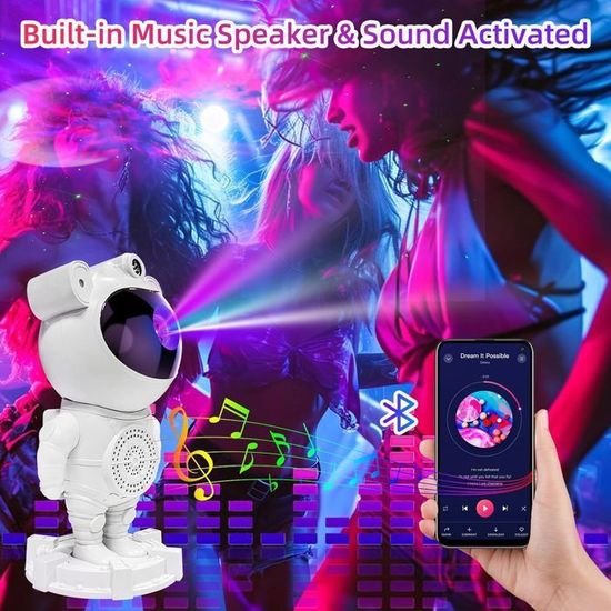 Projecteur Astronaute LED Galaxie - Veilleuse Étoiles Avec Nébuleuse, Télécommande Et Minuterie