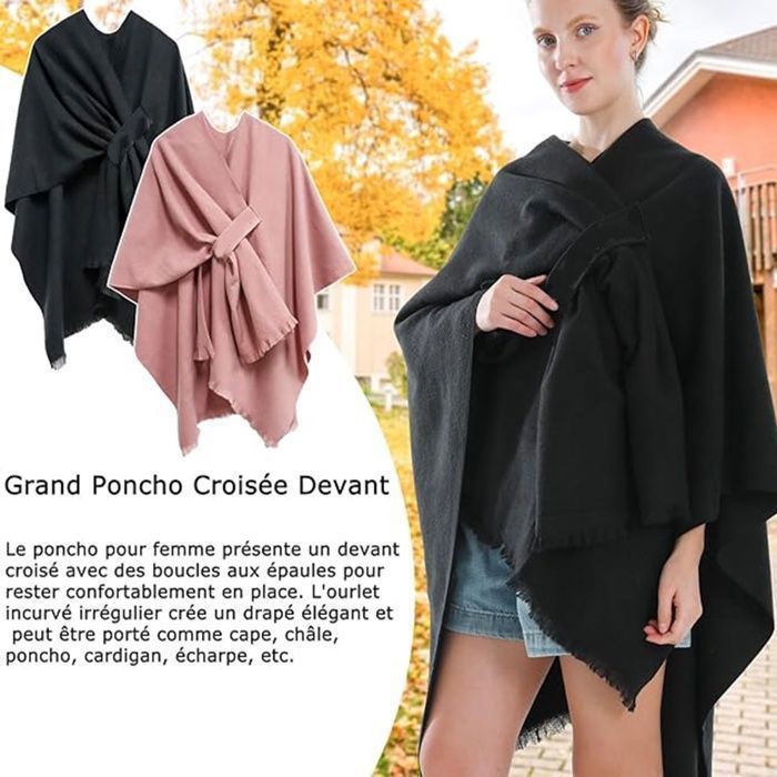 Poncho Cape Femme En Tricot - Style Européen, Matière Polyester Douce, Loose Et Confortable, Pour Automne Et Extérieur