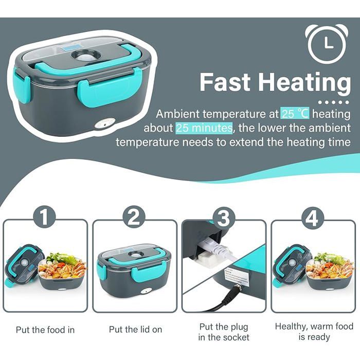 Gamelle chauffante 60W 1,5L électrique, triple tension, avec sac — free download