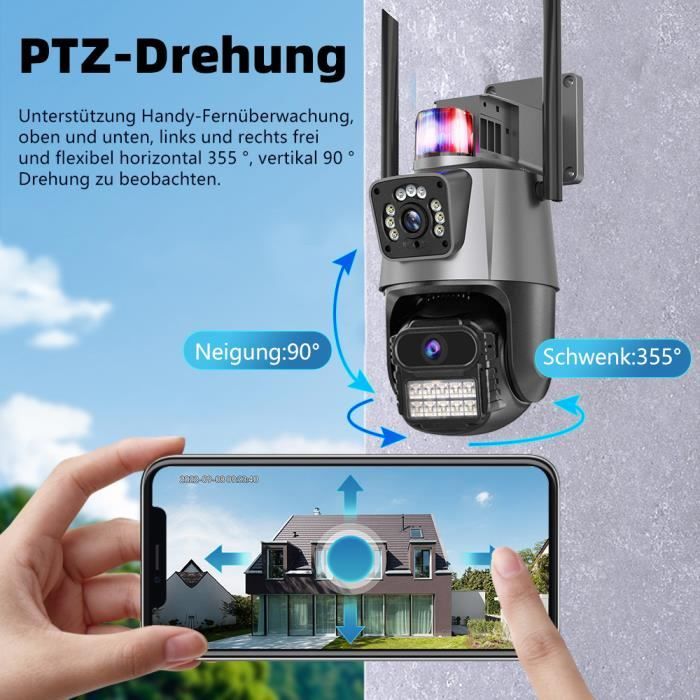 PTZ Camera Surveillance WiFi exterieure sans Fil, DEATTI Camera IP WiFi,  Audio Bidirectionnel, Détecteur de Mouvement, Vision Noctur - Cdiscount  Bricolage