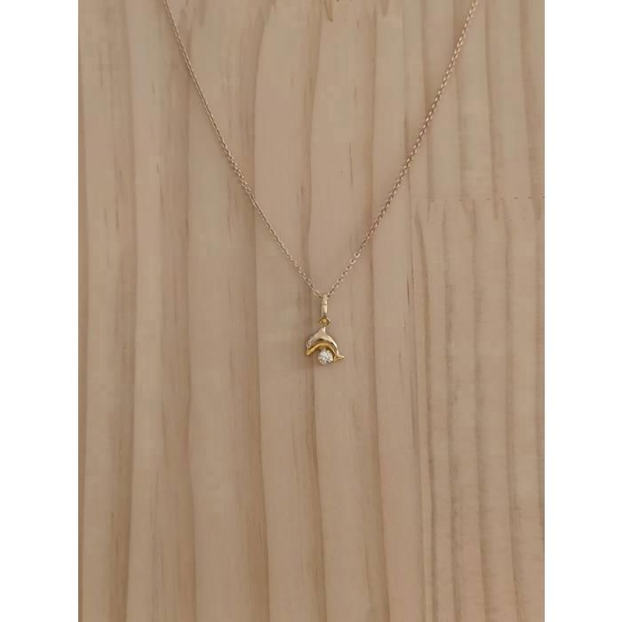 Chaîne Avec Pendentif Dauphins Plaqué Or Jaune - Occasion, Sans Marque