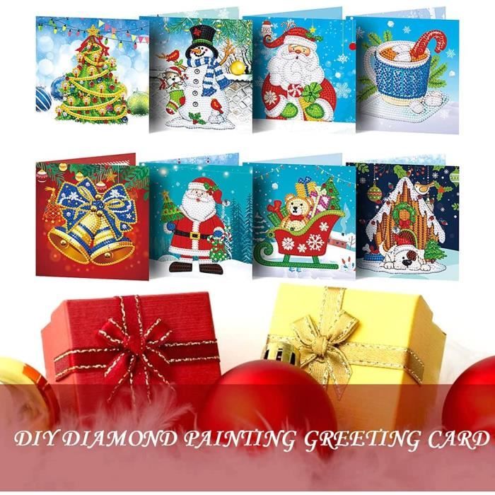 Lot De 6 Cartes De Vœux De Noël à Faire Soi-même, Peinture Diamant 5D