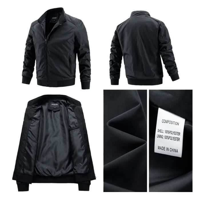 BLOUSON PERFECTO BOMBER Blouson Hommes Léger été Vestes Casual Coupe-Vent Transition Bomber Kaki