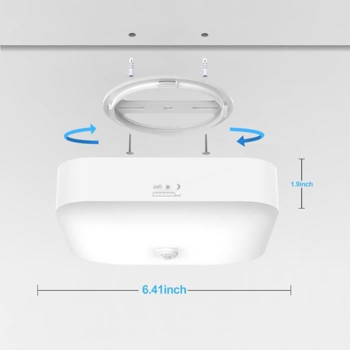 Plafonnier LED à détecteur de mouvement sans fil à piles