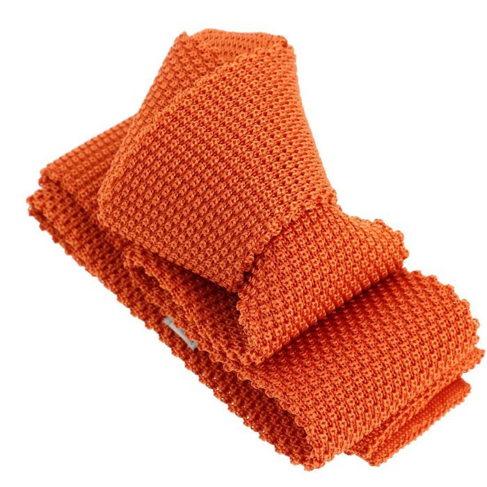 Cravate Tricot Soie Orange - Tony & Paul - Fabriquée En Italie - Neuve