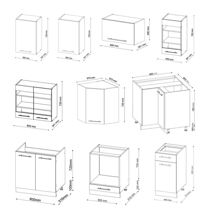 Vicco Cuisine en angle Fame-Line, Chêne doré/blanc, 190x60cm , PT Chêne
