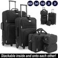 MONZANA® Set de 5 valises Noir Trolley souple Set de sacs de voyage Trousse de toilette Sac à bandoulière Set de voyage Vanity-3
